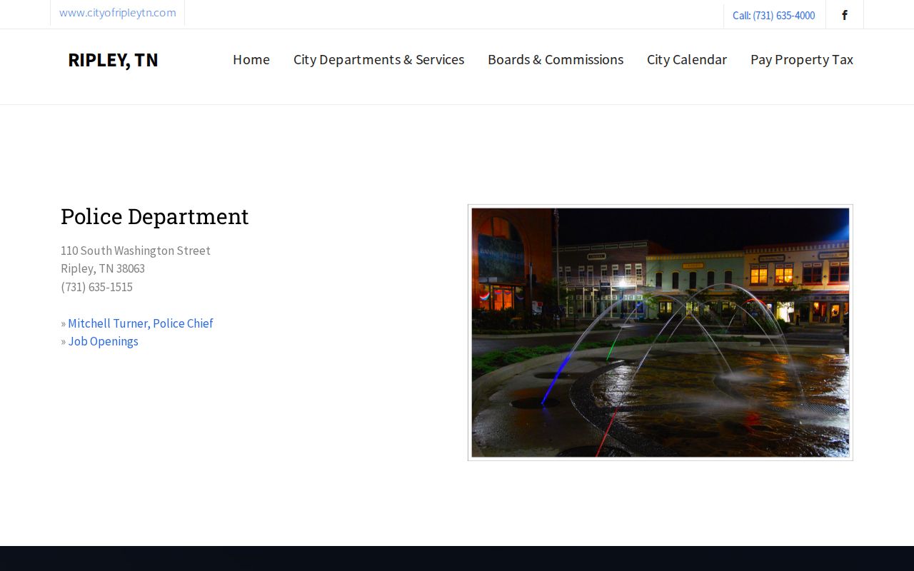Ripley warrant records: official Ripley Police Department contact page